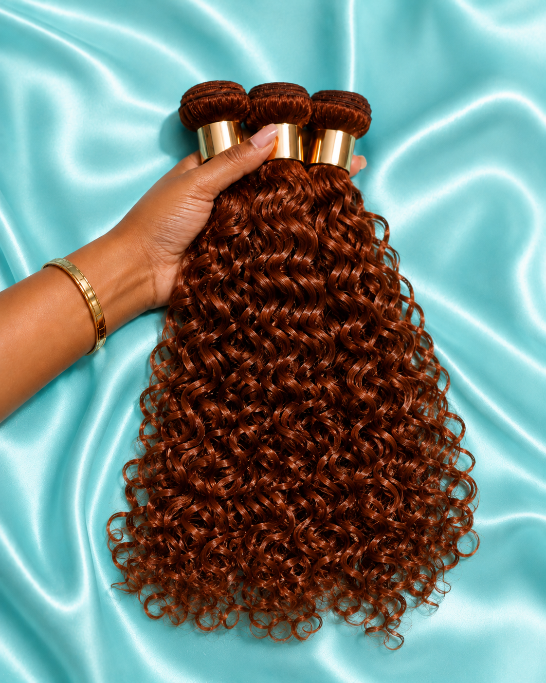Curly: Reddish Brazilian Kinky Curly 3 Bundles
