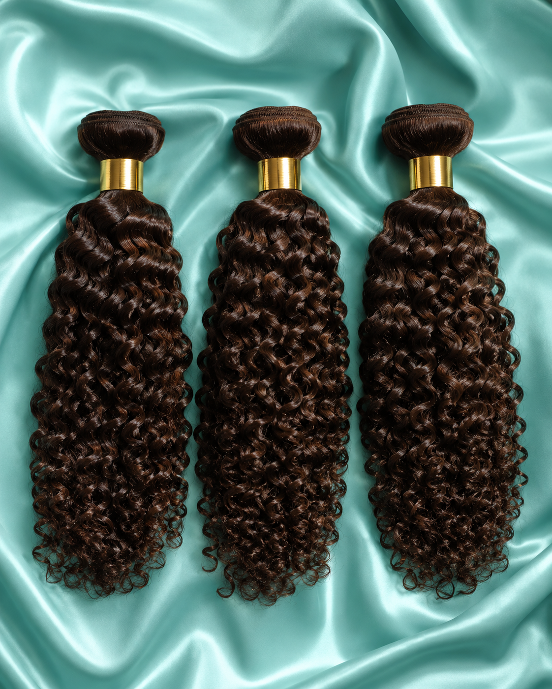 Curly:  Brown Brazilian Kinky Curly 3 Bundles