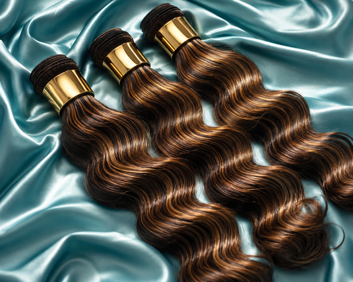 Wavy: Brown Highlights Body Wave 3 Bundles Virgin Hair