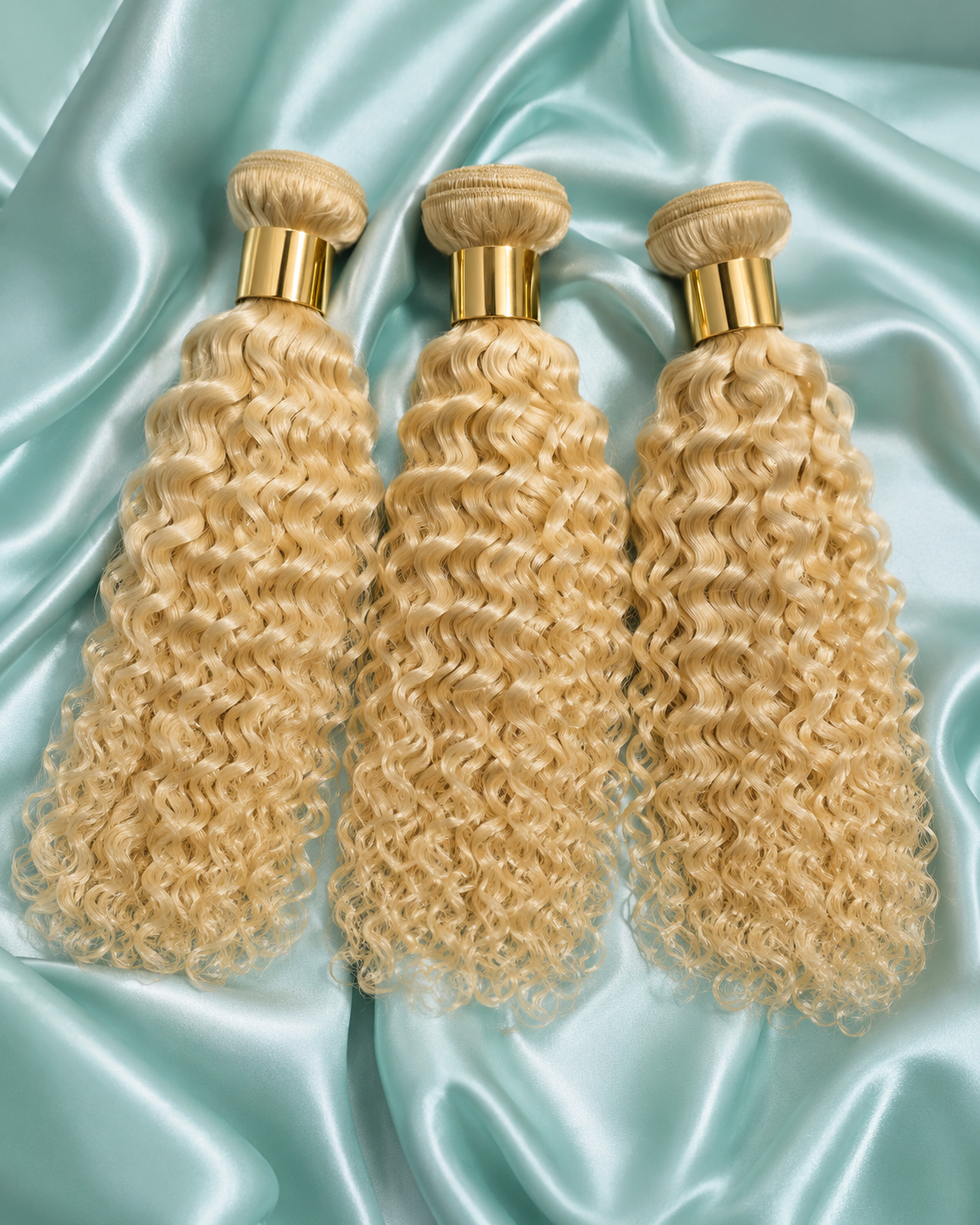 Curly: Blonde Brazilian Kinky Curly 3 Bundles