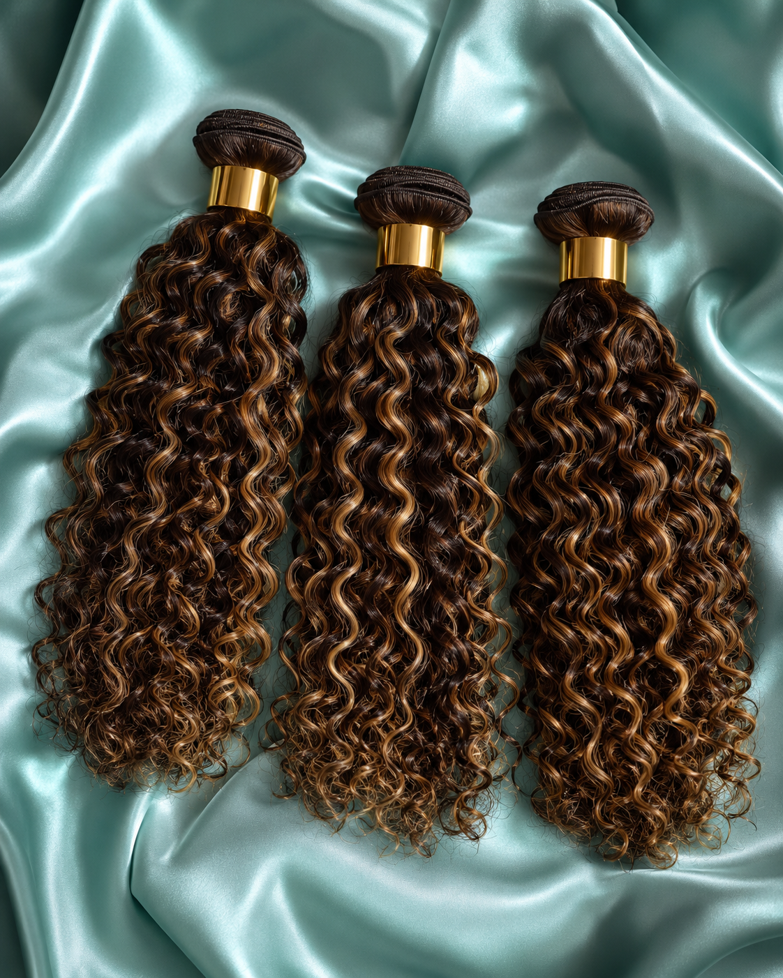 Curly: Reddish Brown Highlights Brazilian Kinky Curly 3 Bundles