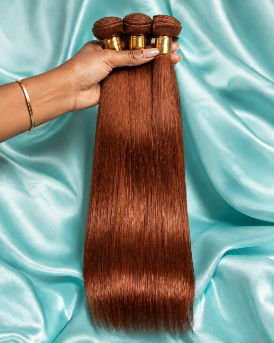Straight: Reddish Indian Straight Virgin 3 Bundles