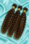 Curly: Reddish Brown Highlights Brazilian Kinky Curly 3 Bundles
