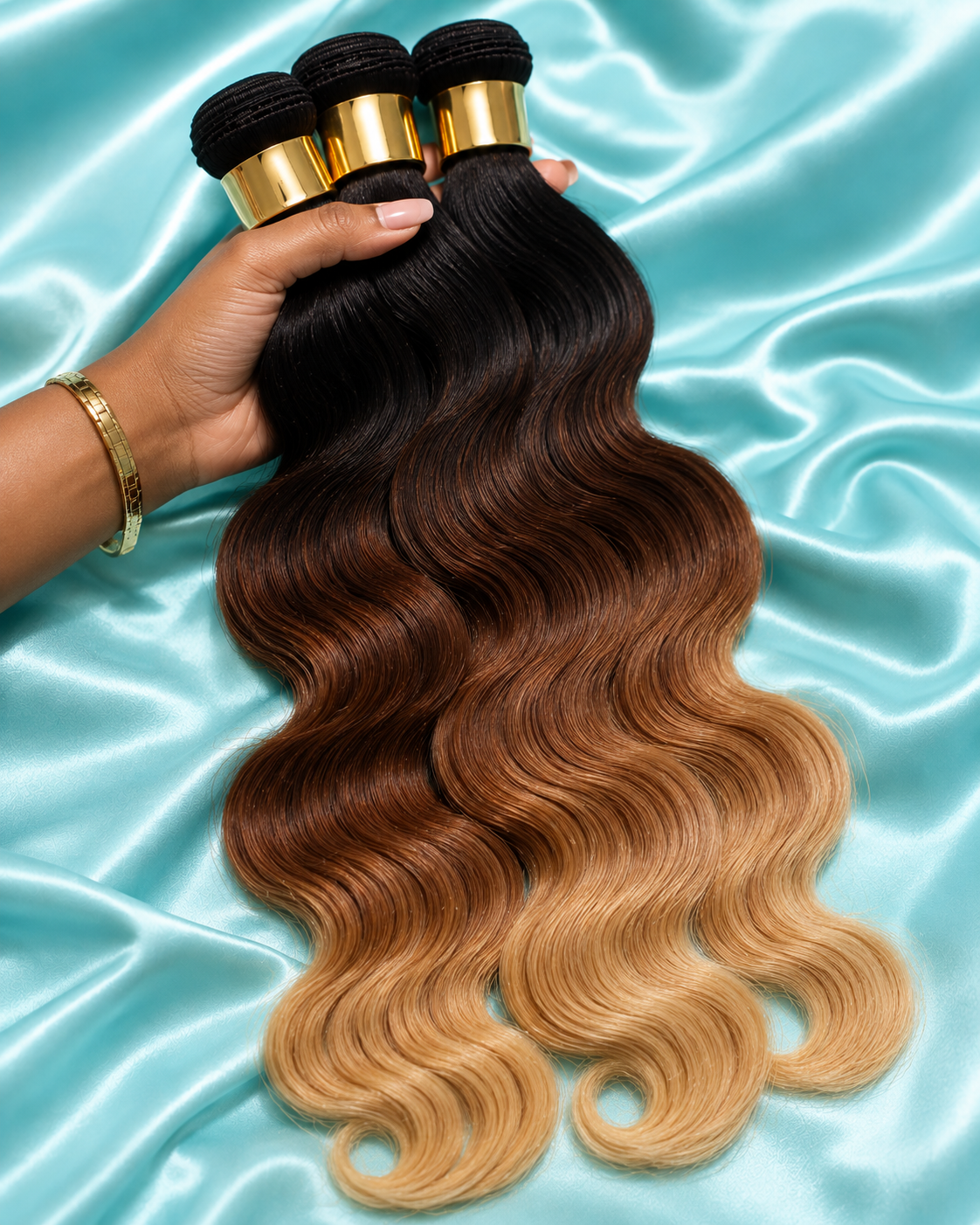 Wavy: Ombre Color 1b/4/27 Body Wave 3 Bundles Virgin Hair